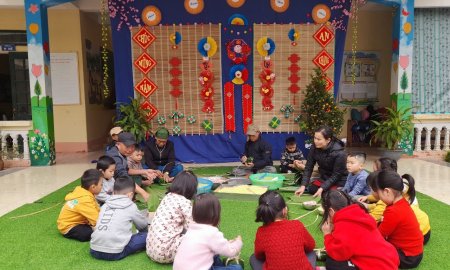 Trường Mầm Non Thiệu Ngọc tổ chức trải nghiệm "Tết Việt"